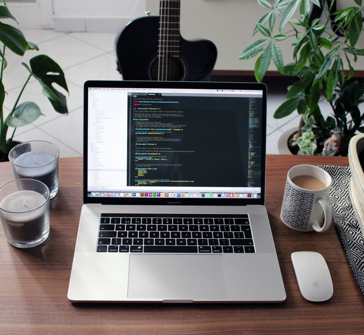 Laptop displaying a custom-coded website build