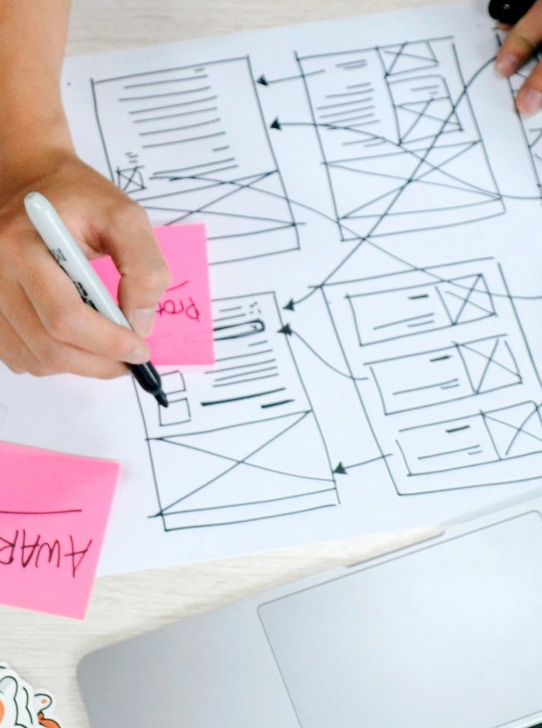 Web developer wireframing a website