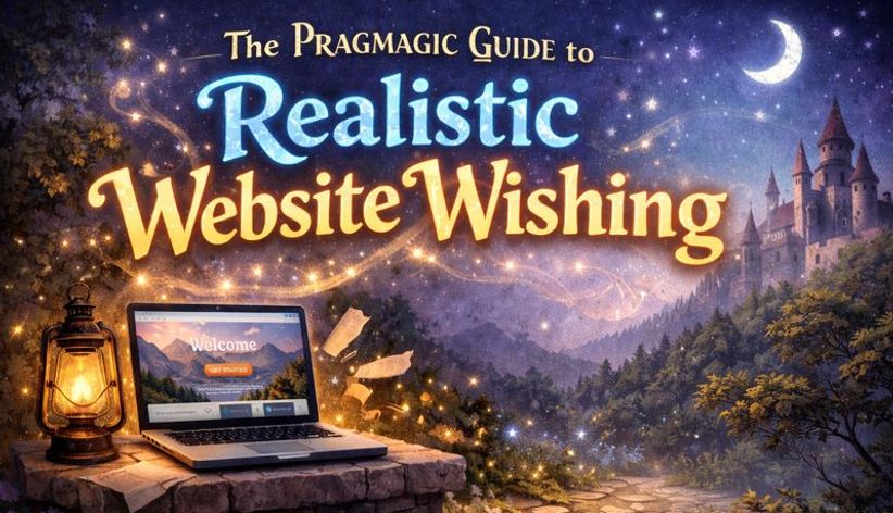 A glowing laptop sits on a stone table in a forest, illuminated by a lantern.