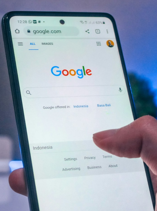 A phone with Google search open