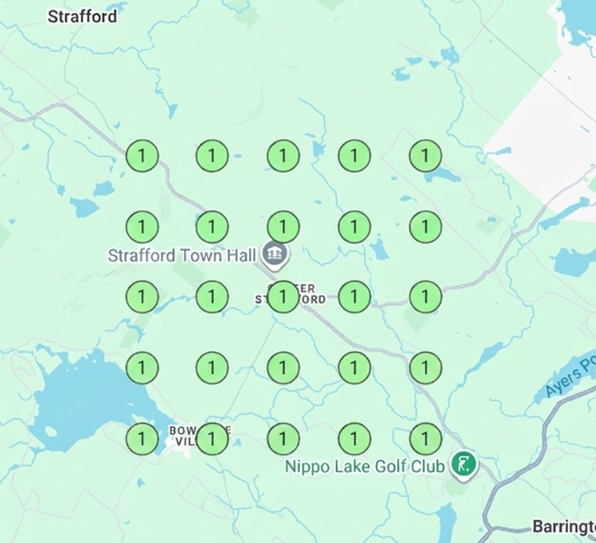 location result showing green scores